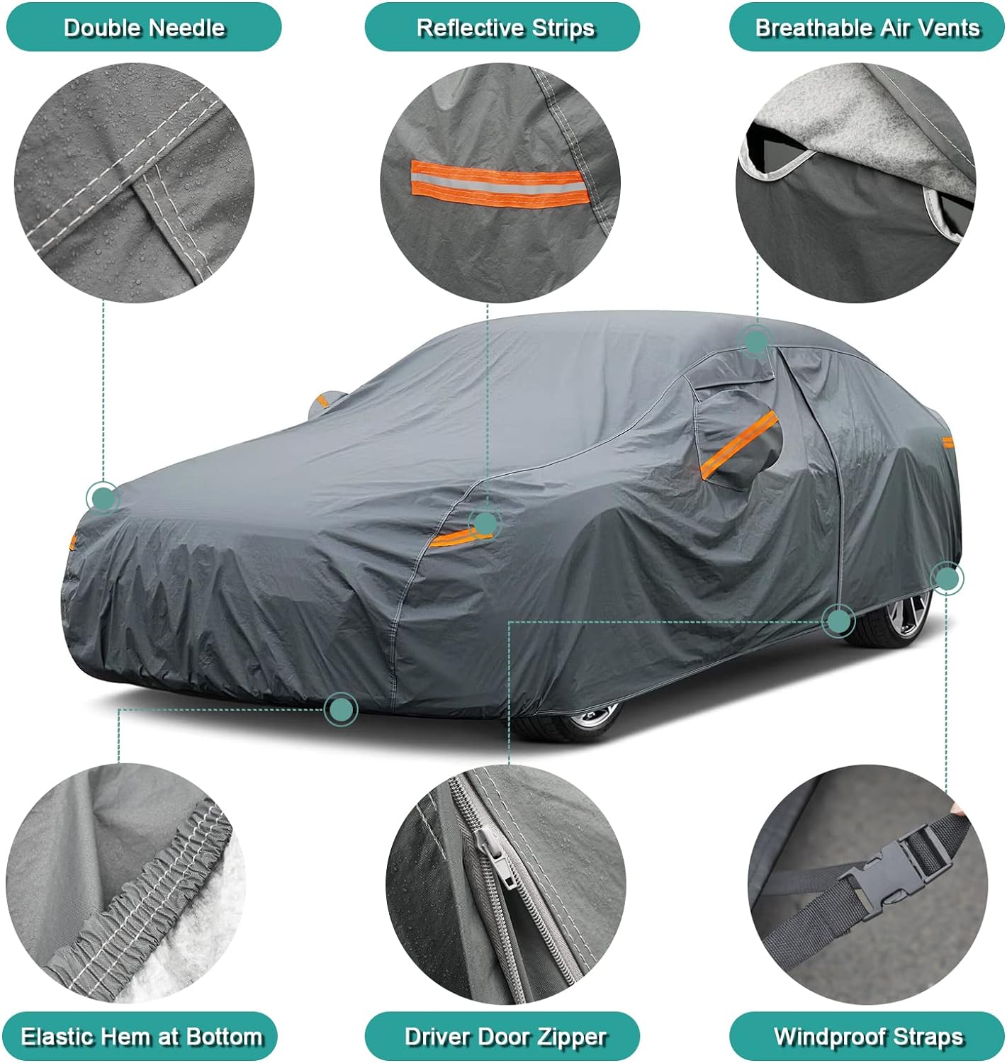 Premium Car Cover Custom Fit Honda Odyssey (1999-2025), 16 Layers Heavy Duty Car Cover Waterproof All Weather with Zipper Door for Sun Rain Snow Dust Uv Protection