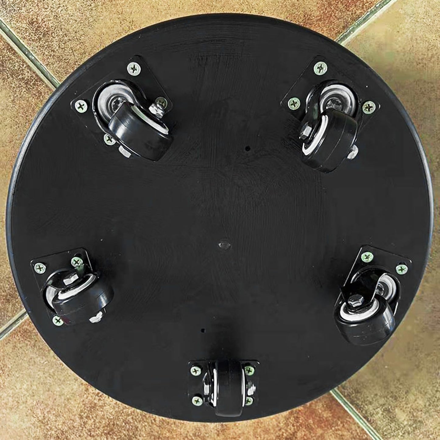 Low Roller Seat 13’’, Brown Swivel Rolling Stool with 5 Rolling Caster Wheels, PU Leather Low Seat Tool Heavy Duty for Home and Office, Modern Comfortable Wheel Stool Chair Low Height, 1Pcs