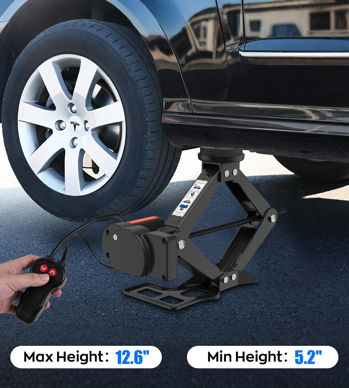 Electric Car Jack for Tesla Model Y Model 3/S/X, Portable 2 Ton 12V Electric Jack for Tesla Vehicles with Lug Wrench