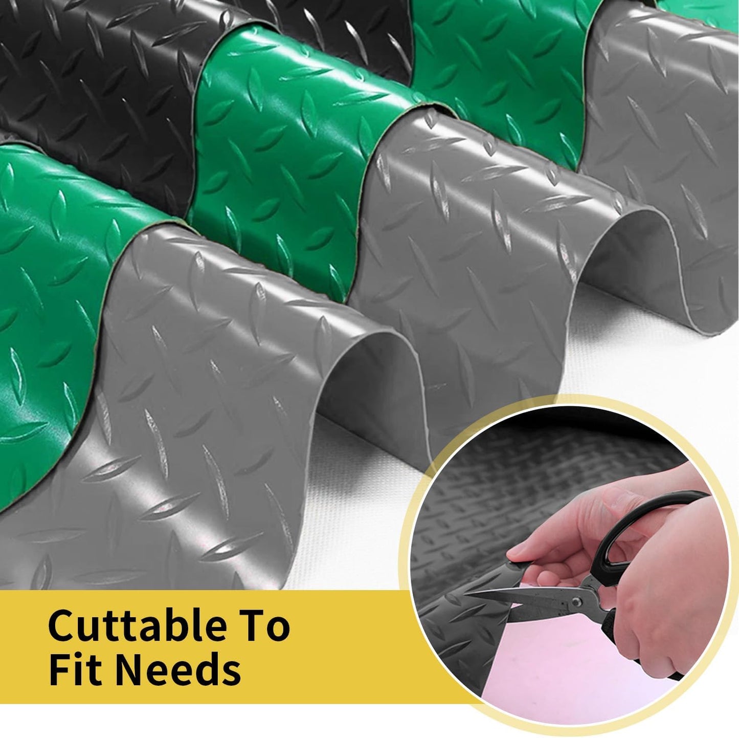 Premium Garage Floor Mat, Commercial Grade Heavy Duty Parking Mat for Garage Floor, Golf Cart Parking, Water/Stain Resistant Floor Runner (Black Diamond, 2 Rolls x 4 x 10 Feet)