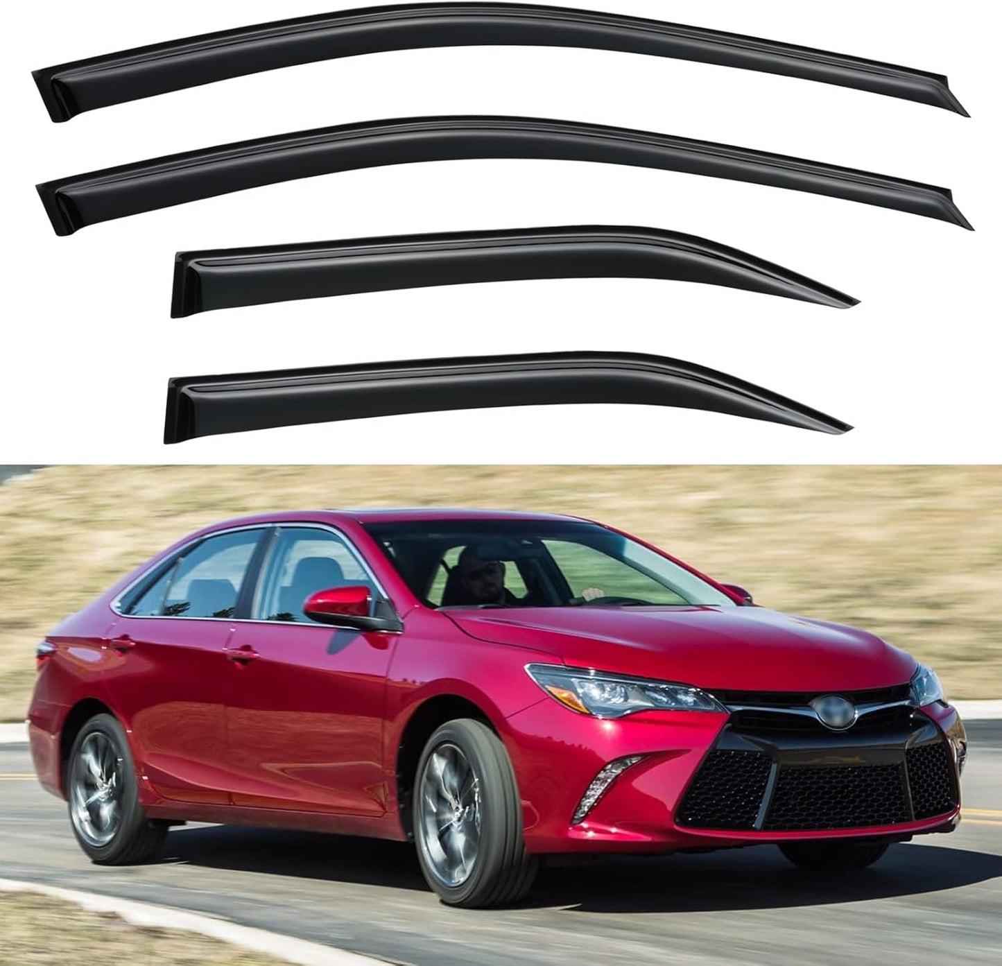 Window Visors Rain Guards Shield for 2012 2013 2014 Toyota Camry, Out-Channel Window Vent Wind Deflectors Visors Shades for 12 13 14 Camry
