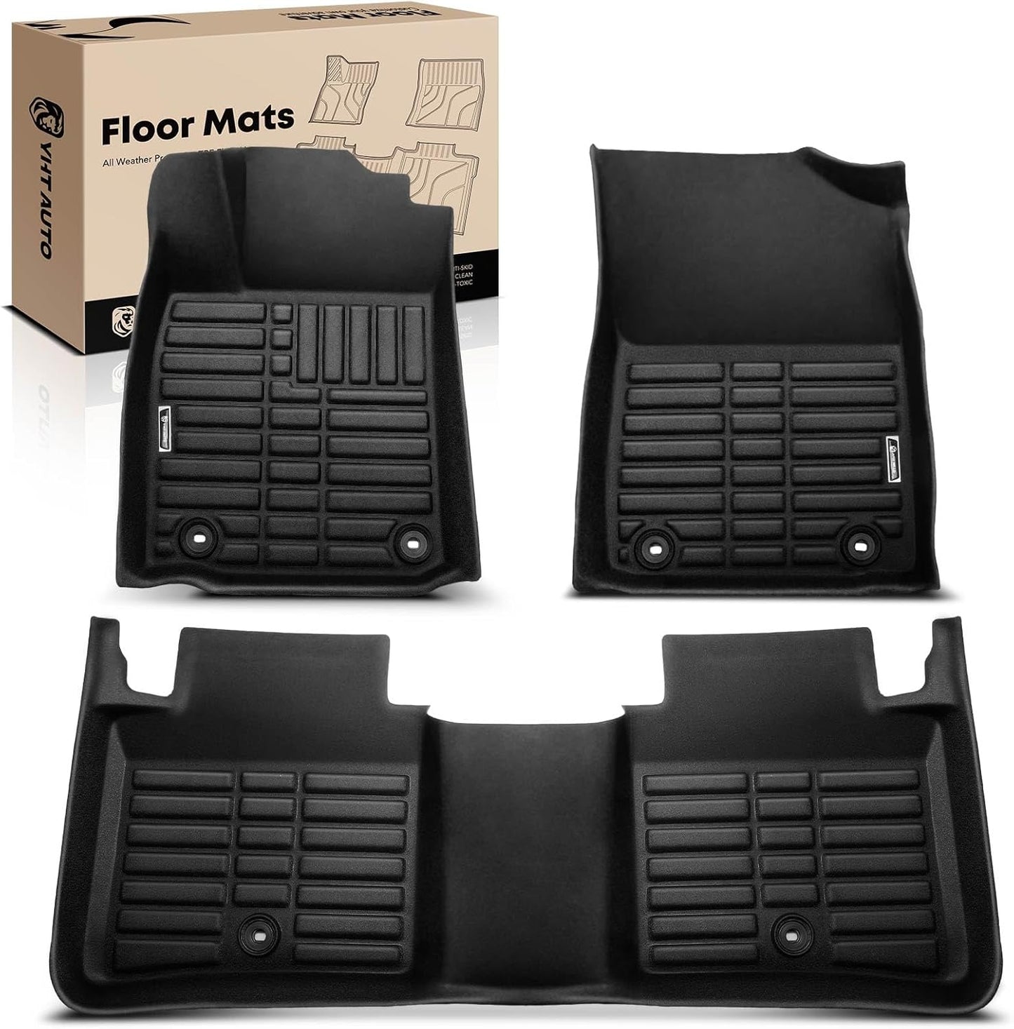 YHTAUTO Automotive All Weather Floor Mats Compatible with Lexus ES350 2013-2018, Car Mats Custom Fit TPE Floor Liners Front & Back Seat, Black, Set of 3