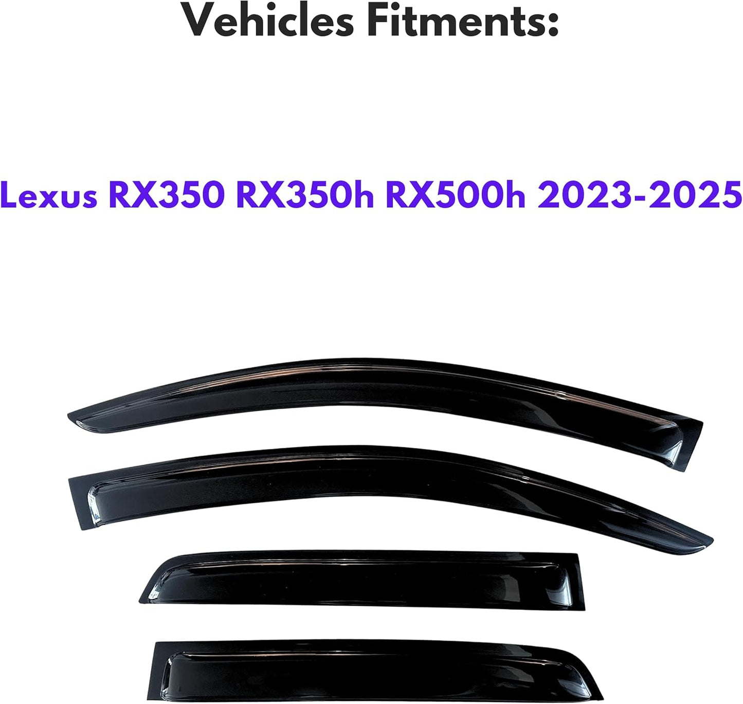 KPY Window Visor Compatible with Lexus RX350 RX350h RX500h 2023-2025, 4PC Rain Guard Side Window Vent Deflectors Tape-On Style, 2023 2024 2025