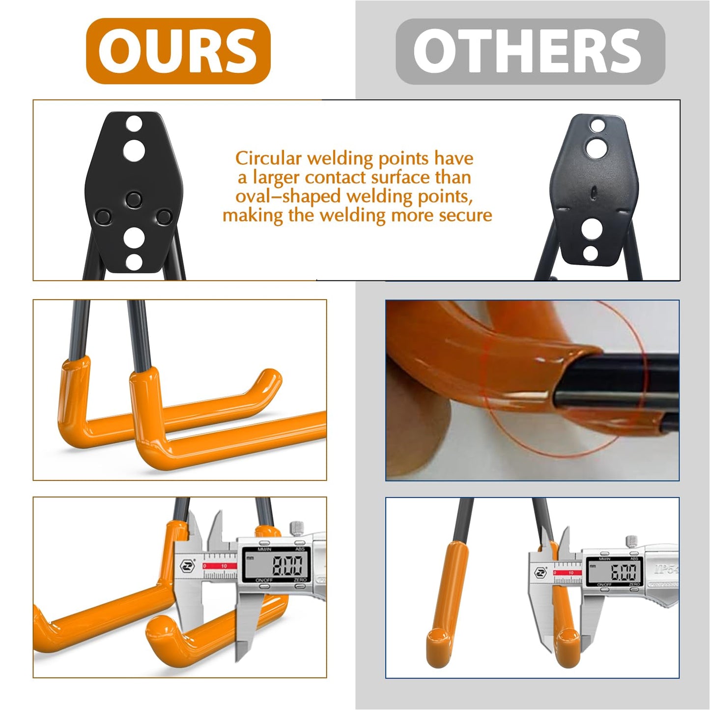 3-H Garage Wall Hooks 42 Pack, Heavy Duty Garage Hooks with Extra Welding Spots, Wall Mount Storage Organizer for Hanging Garden Lawn Tools, Ladder, Bike, WeedEater, Chair, Shovel, Blower (Orange)