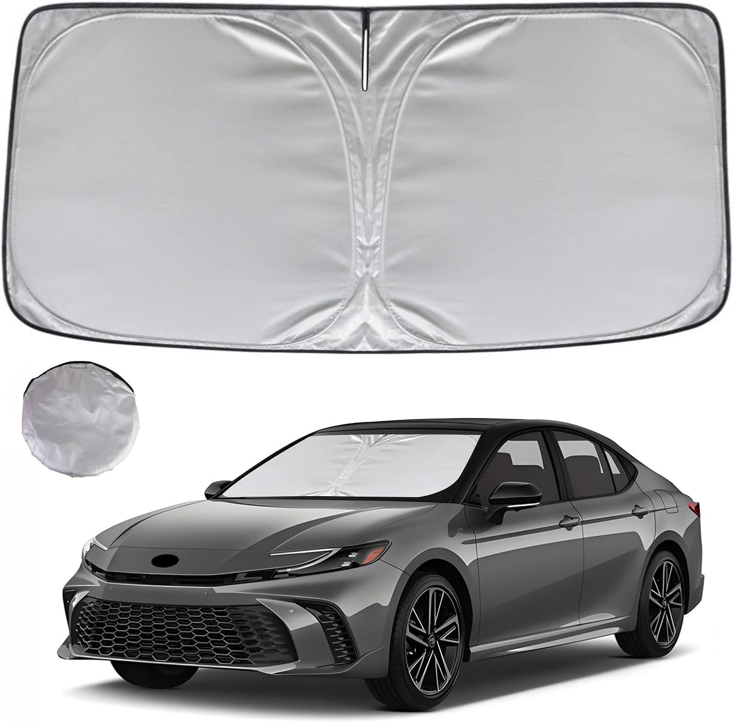 KAYZT Windshield Sun Shade for 2025 2026 Toyota Camry LE XLE Hybrid SE XSE Foldable Sunshade Front Window Custom Fit Car Accessories