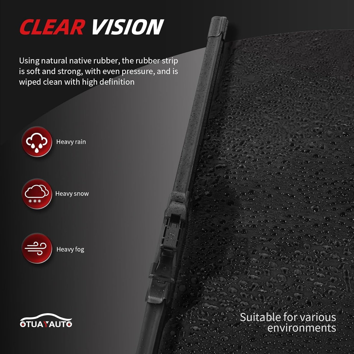 OTUAYAUTO Premium Windshield Wiper Blades - Replacement for Ford Escape 2013-2019 - Precision Fit, All-Weather Performance, Front and Rear Wiper Blades, Pinch Tab - 28"+28"+11" (Pack of 3)