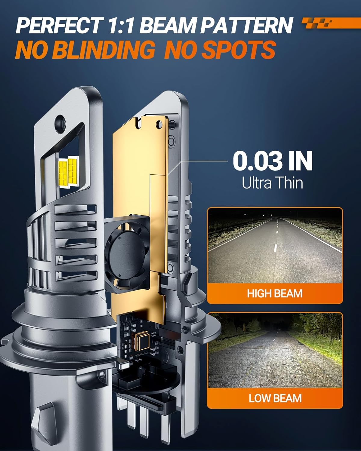 SEALIGHT 9007 HB5 Fog Bulbs, 30000LM 6500K Cool White, 1:1 Mini Size, 9007 Bulb Fog Light with 13000RPM Cooling Fan, 3 Mins Plug-N-Play, Non-Polarity, Pack of 2