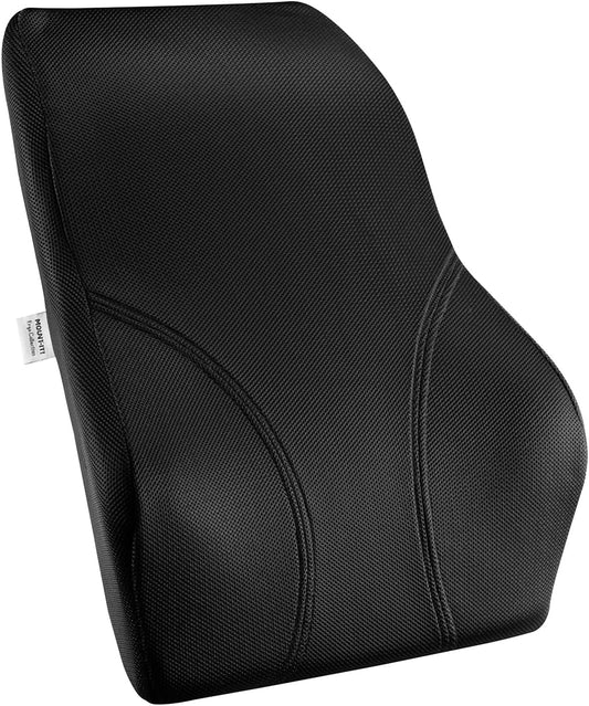 Mount-It! Office Chair Cushion, Lumbar Support Pillow for Office Chair, Back Support Pillow for Desk Chair, Gaming, Home or Car with Memory Foam Filling, Relief Back Pain Improve Posture, Black Large