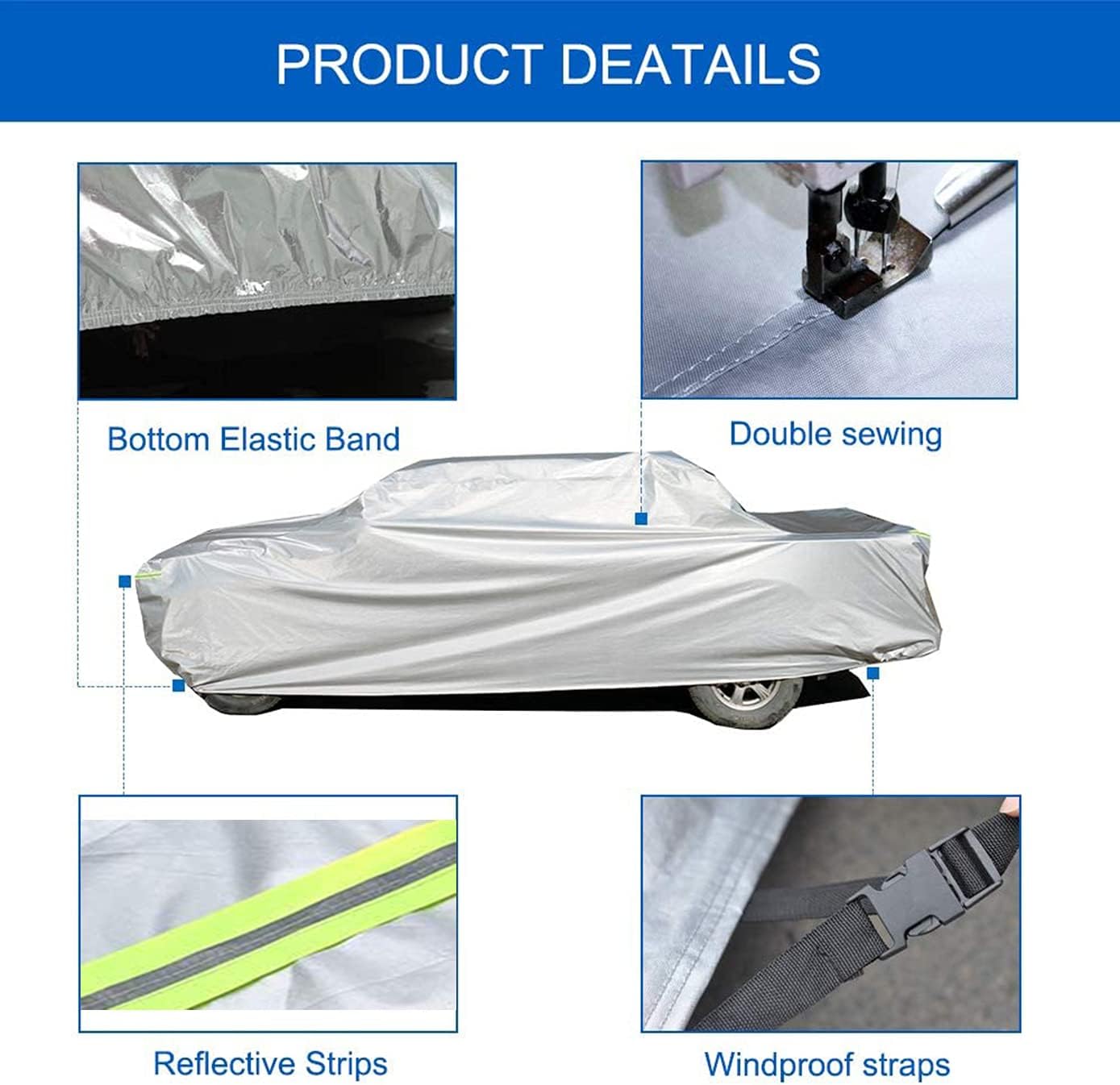 KouKou Truck Cover Waterproof All Weather, 6 Layers Full Pickup Cover Universal Fit Truck Ford 150,Ram 1500,Chevy Silverado,Toyota Tundra ect.(229-242 inches)