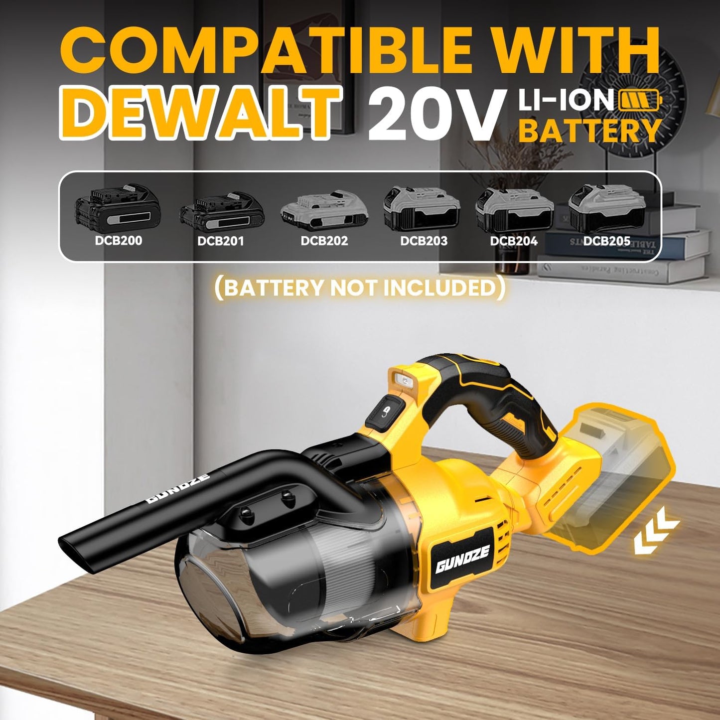 Cordless Vacuum for Dewalt 20V Battery, 5 in 1 Handheld Electric Vacuum Cleaner with 500W Powerful Motor, 46 CFM Portable with 2 Filtration HEPA for Home, Floor, Carpet, Car (Tool Only)