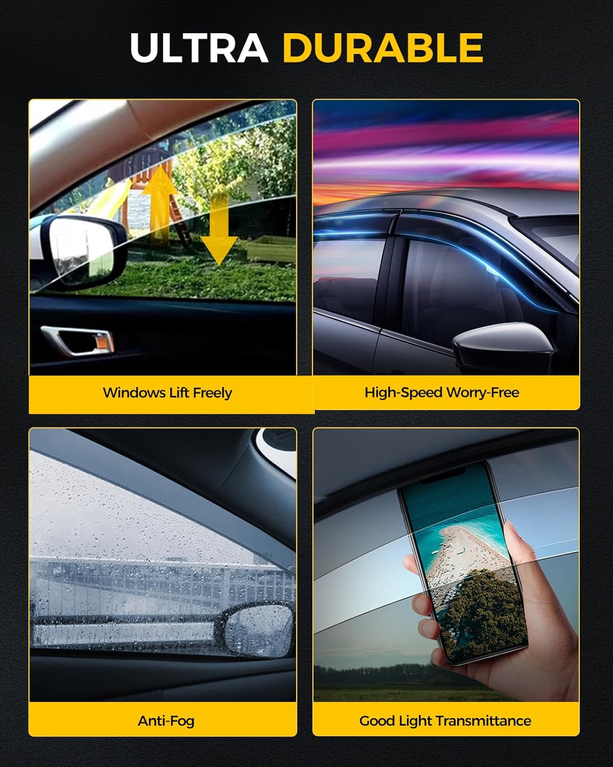 Rain Guards for Car Windows, Tape-On Window Visors Rain Guards Fit for 2019-2024 Subaru Forester SK, Window Deflectors, Vent Visors for Subaru Car Accessories, 4 Pieces