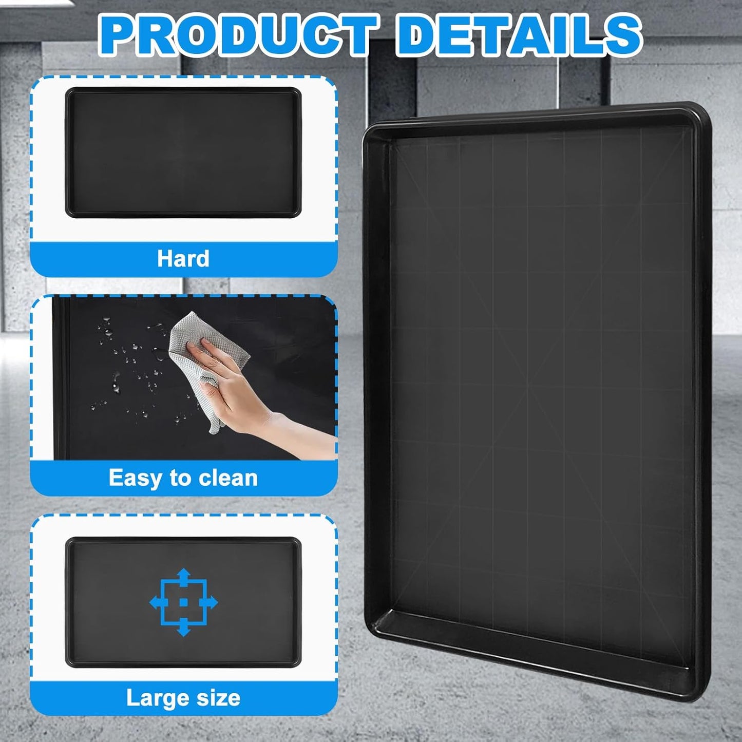 6Pcs Extra Large Auto Oil Drip Pan- 35.4 x 24 x1.6 Inches Oil Drip Tray for Under Car Plastic Oil Tray,Oil Catch Pan Replacement Tray to Keep Garage Floor Show Room Driveway Safe and Clean