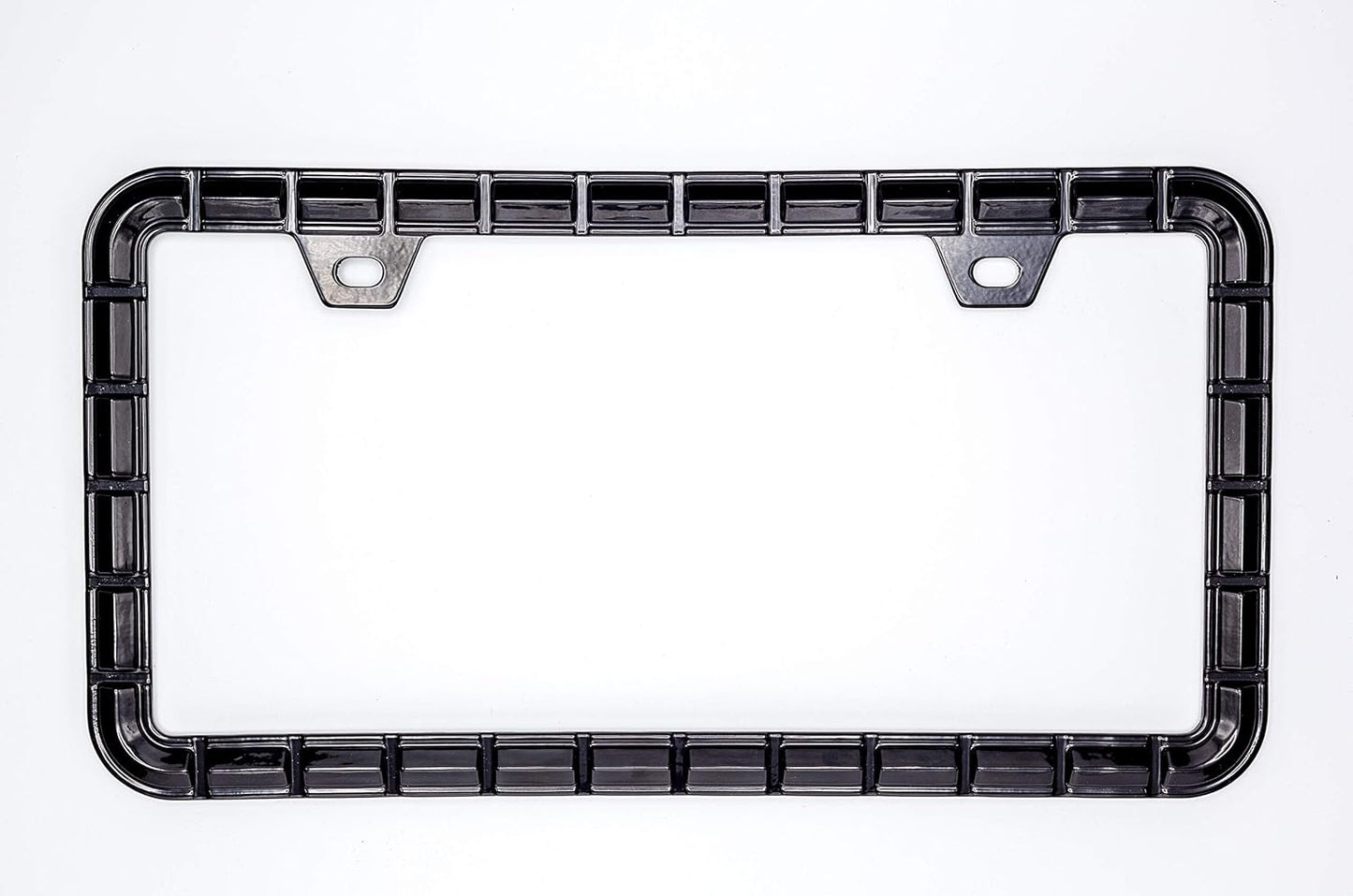 3D Chrome License Plate Frames, Pure Zinc Alloy Metal (Chain Pattern with Black Color)