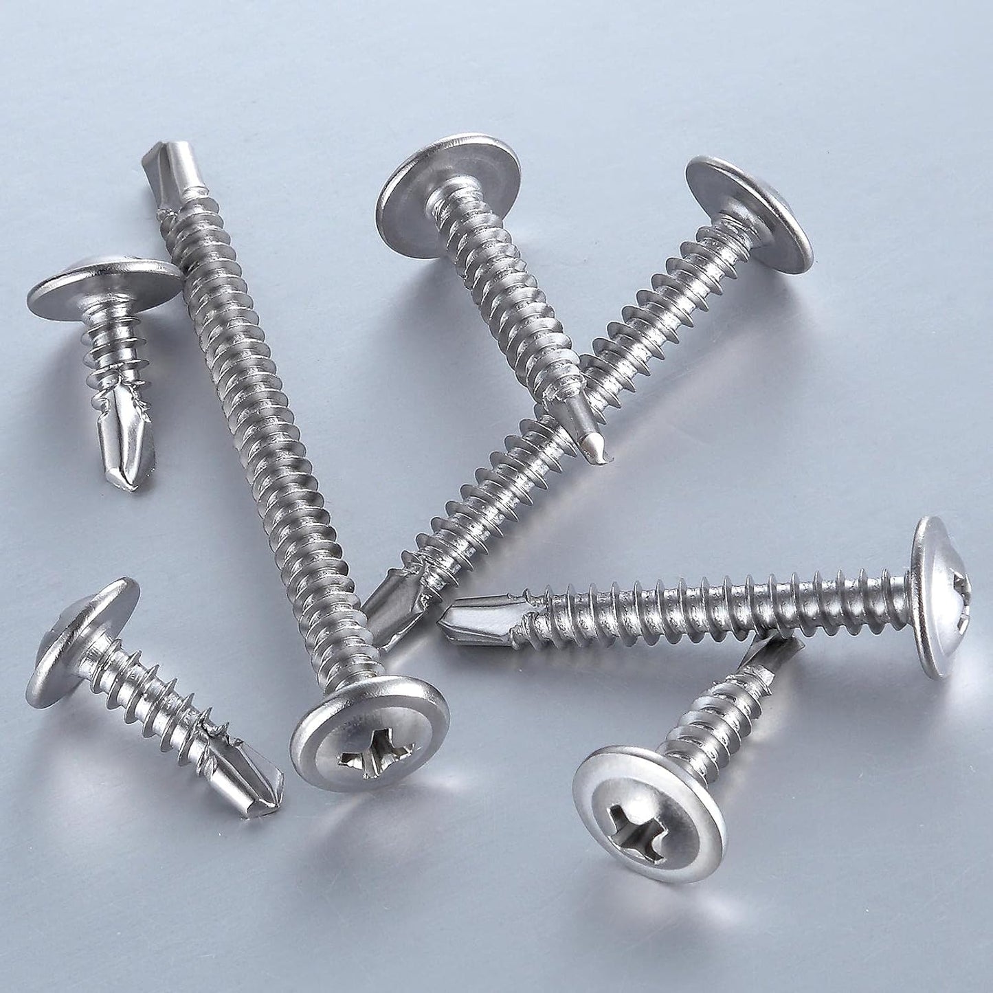Wensilon（300pcs）#8×1/2”for Sheet Metal Self-Tapping Screws 410 Stainless Steel Truss Head High-Strength Quick Tapping Screws