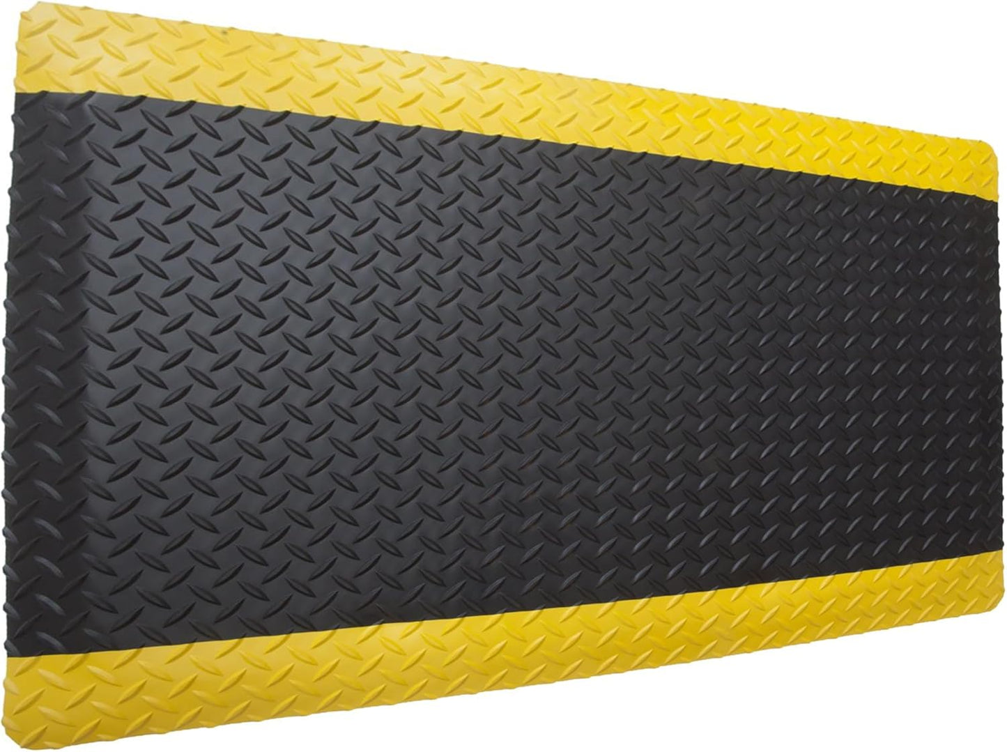 Rhino Mats, American Classic Diamond Anti-Fatigue Mats, Industrial Ergonomic Comfort Standing Mat for Work, Home, Garage, Office, Kitchen or Anywhere (Black/Yellow 1" Thick, 4 FT. x 17 FT.)