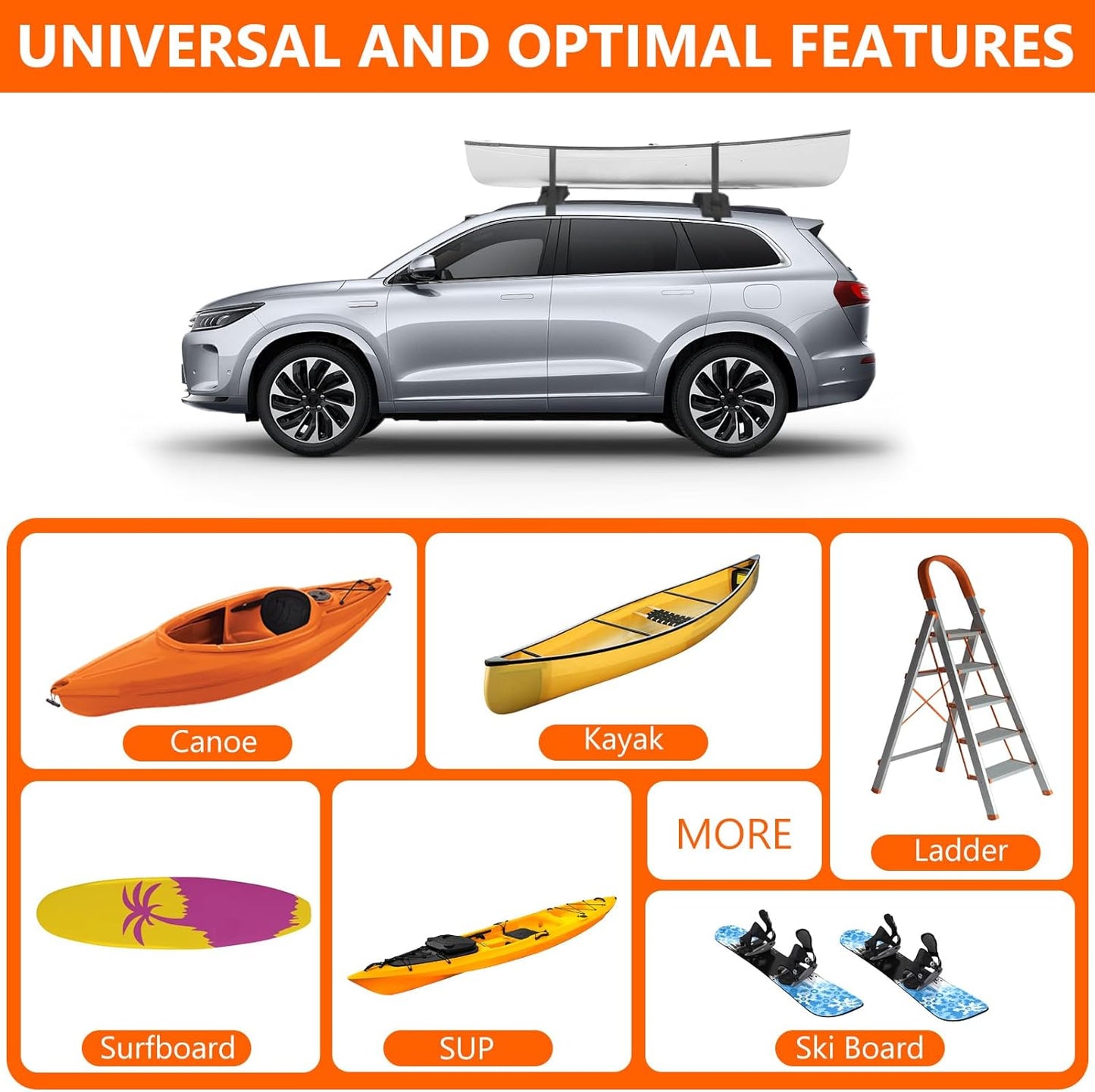 Car Soft Roof Rack Black 600D Oxford Cloth EVA Foam Anti Slip Bottom Universal Soft Roof Rack Pads for Kayak Surfboard