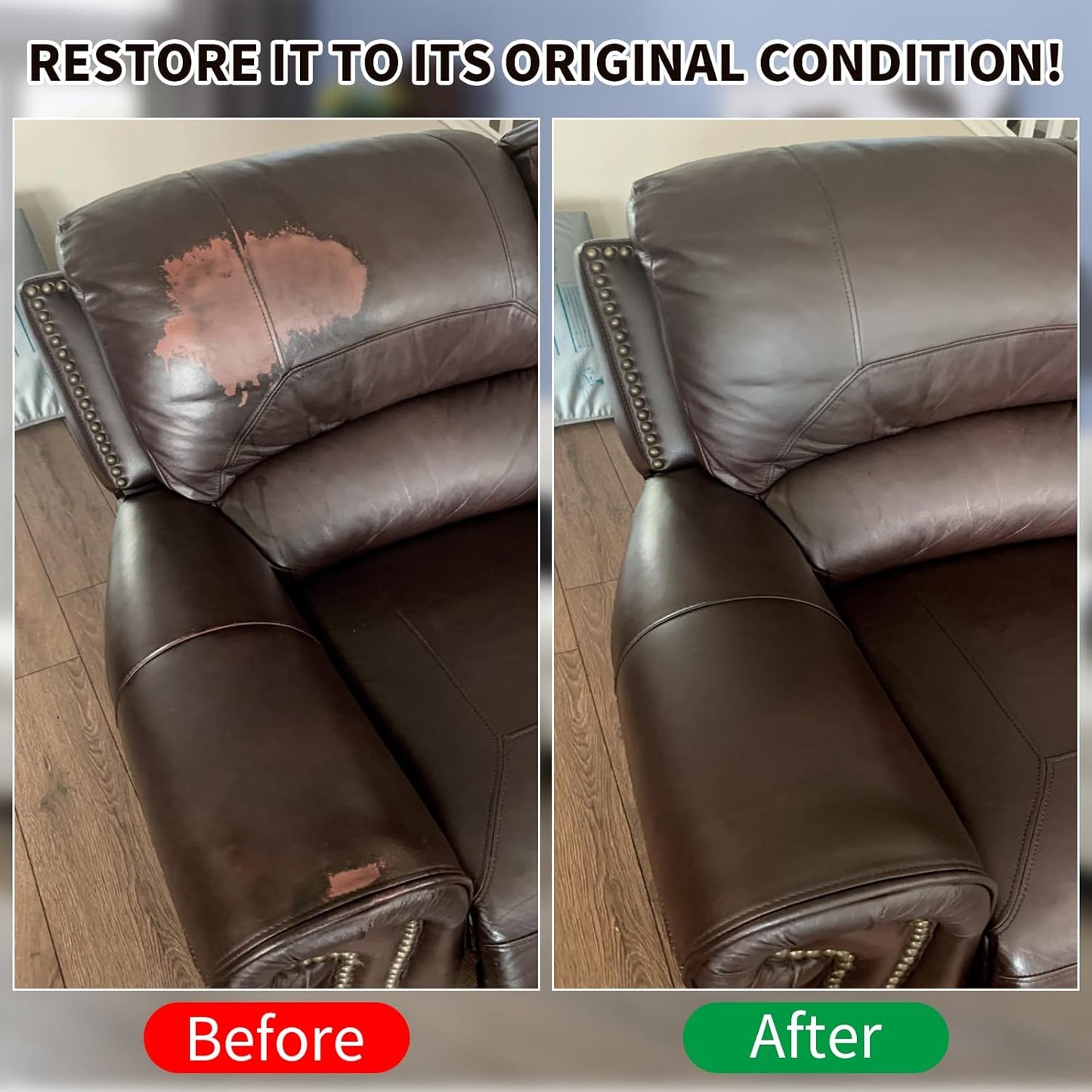 Dark Brown Leather Recoloring Balm,Leather Couch Scratch/Stain Remover,Leather Repair kit for Vinyl Furniture and Car Interior,Leather Dye Paint for Scratched and Faded Leather Couches