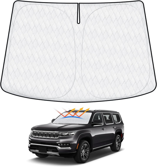 Sun Shade Fits for Jeep Grand Wagoneer 2022-2024 2025 (Not for Jeep Wagoneer) Windshield Sunshade for Wagoneer Accessories Foldable Car Front Window Shade