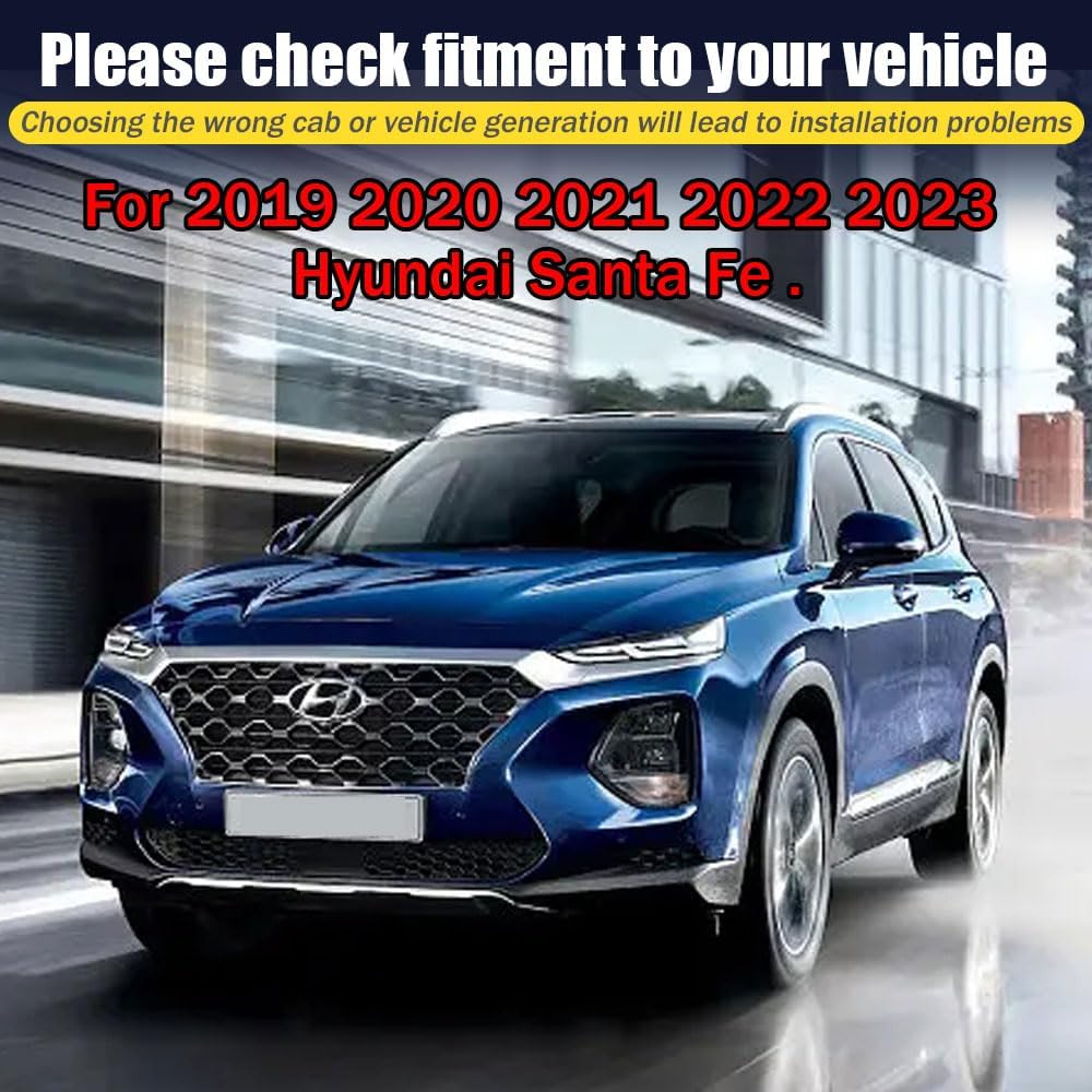 Rain Guards for Hyundai Santa Fe 2019-2023, Tape-on Side Window Deflectors for Hyundai Santa Fe, Window Visors for Hyundai Cars, for Hyundai Car Accessories 4 Rain Guards ＆ 2 Car Coasters