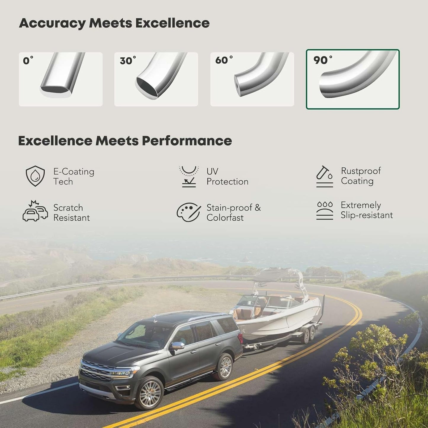 YHTAUTO 4 Inch Running Boards Side Steps Compatible with 1999-2019 Chevy Silverado & GMC Sierra 1500 LD/2500 HD/3500 HD, Extended/Double Cab, Oval 90° Bent Ends Stainless Steel Polished Chrome