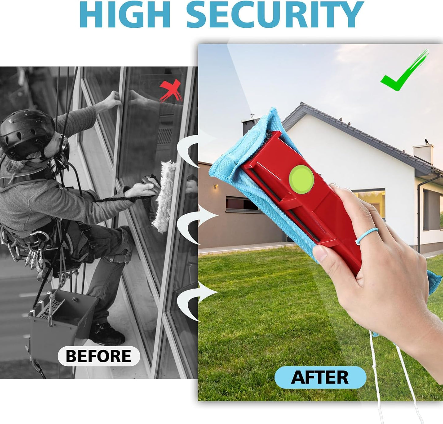 Magnetic Window Cleaner, 0.8"-1.1" Double Sided Window Glass Wiper Cleaning Tool for High-Rise Cleaning Windows Thickness, Magnetic Car Window Cleaner, Outdoor Window Cleaner