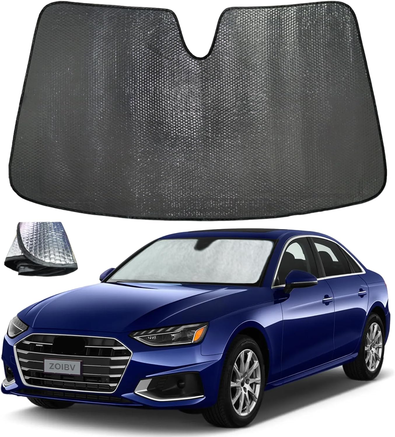 Windshield Sun Shade for Audi A4 2017-2024 - 5-Layer Bubble Foldable Front Window Shade Sun Visor Accessories - Blocks Heat & UV Rays