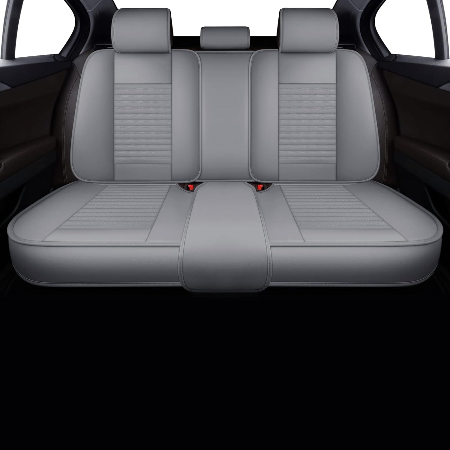 LINGVIDO Car Seat Covers, Breathable and Waterproof Faux Leather Automotive Seat Covers for Cars SUV Pick-up Truck Sedan,Universal Anti-Slip Driver Seat Cover with Backrest (Rear Seat, Gray)