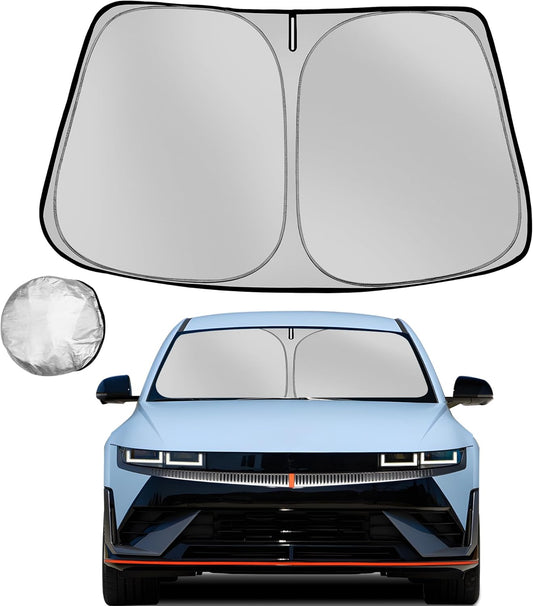 Windshield Sun Shade for 2022-2025 Hyun-dai Ioniq 5 Foldable Sun Sunshade for Car Front Window Blocks UV Rays and Heat Automotive Interior Protector Custom Fit Accessories