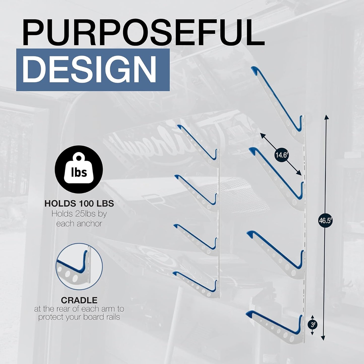 StoreYourBoard Beach Chair and Umbrella Wall Storage Rack, Metal Adjustable 4 Level Beach Gear Hanger, Garage and Home Organizer