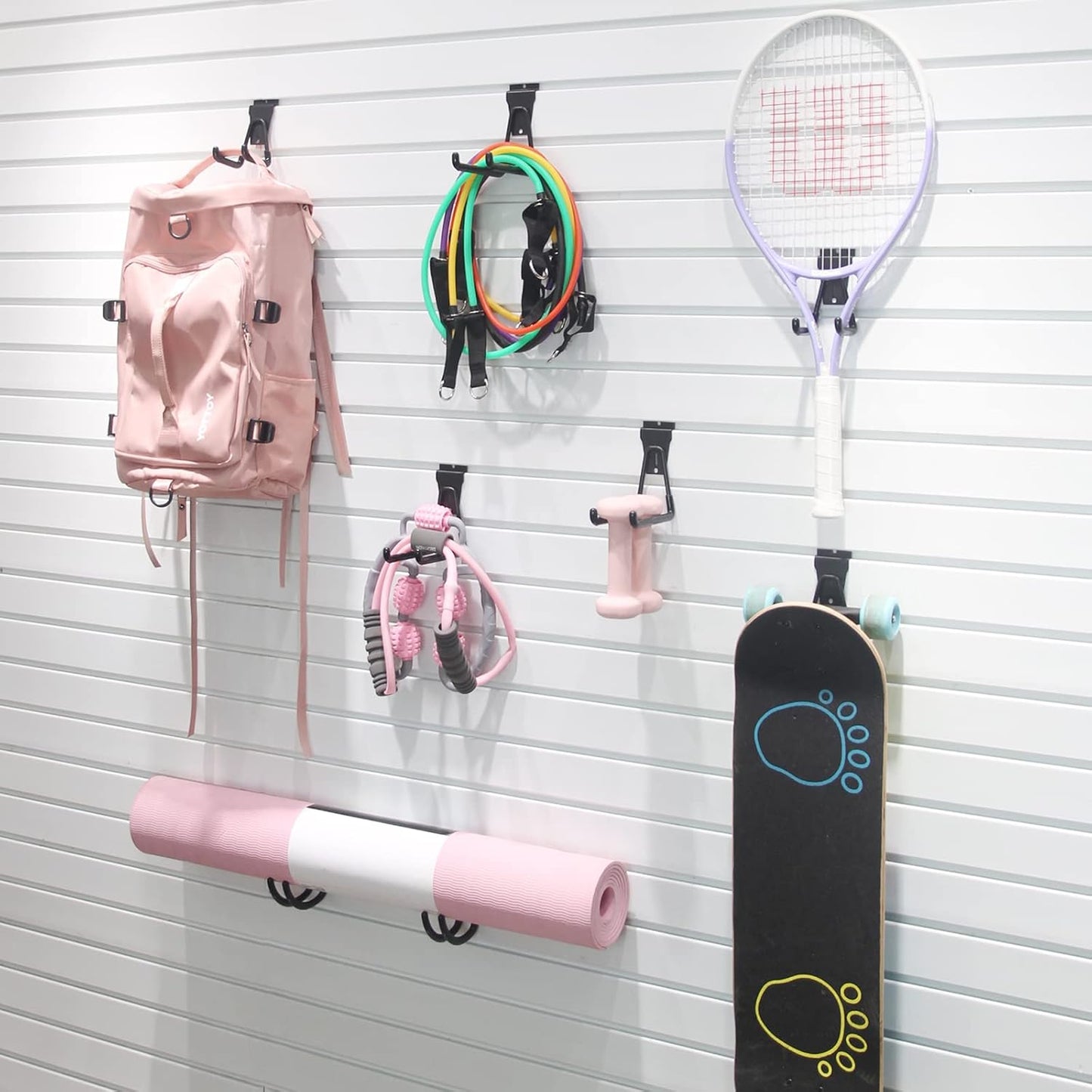 Slatwall Hooks - Black Garage Accessories, 8 Pack