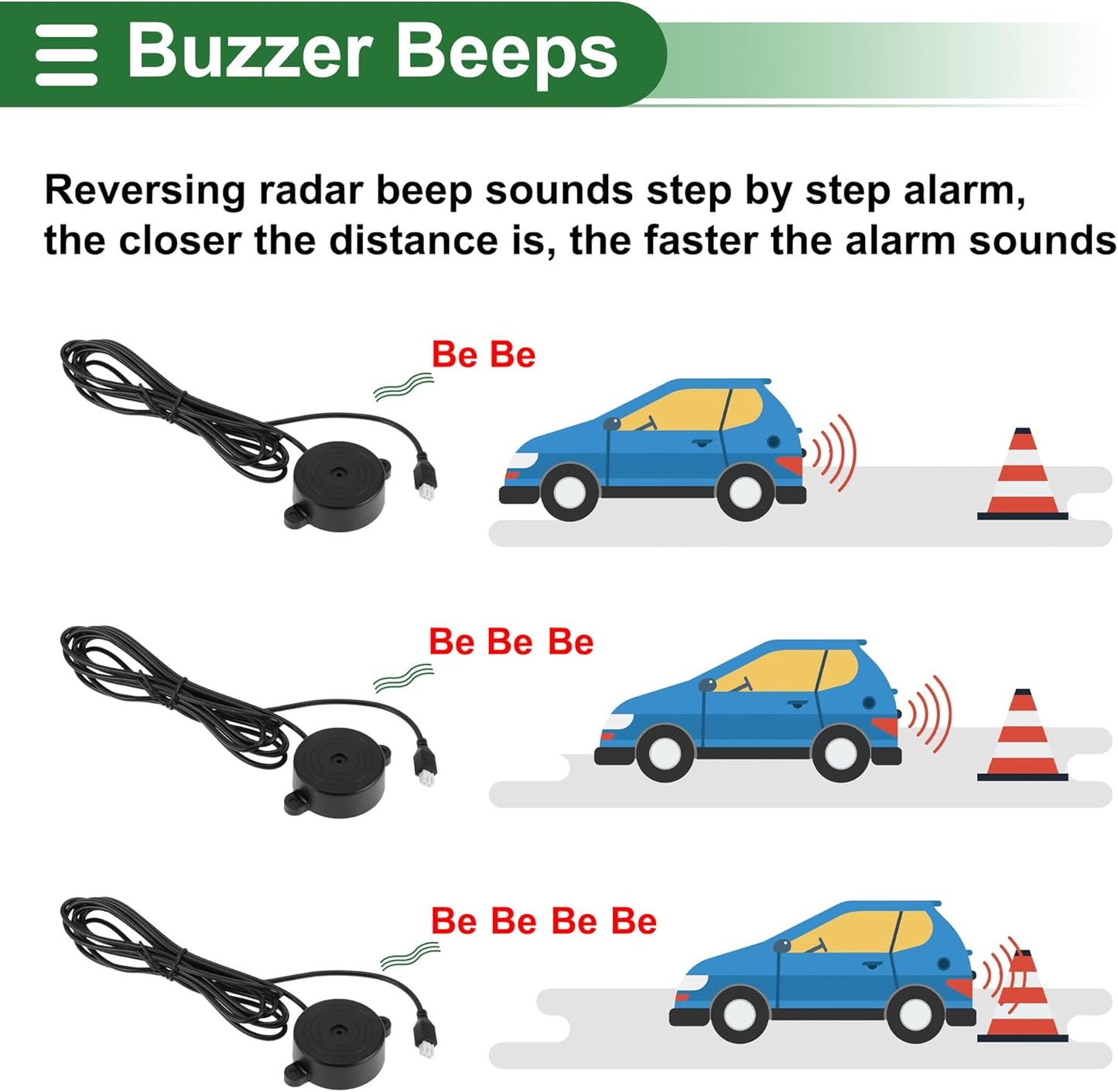 Motoforti Universal Car Auto Vehicle Reverse Backup Radar System Reverse Parking Sensors Alarm Buzzer Reminder Distance Detection Gray 2 Parking Sensors