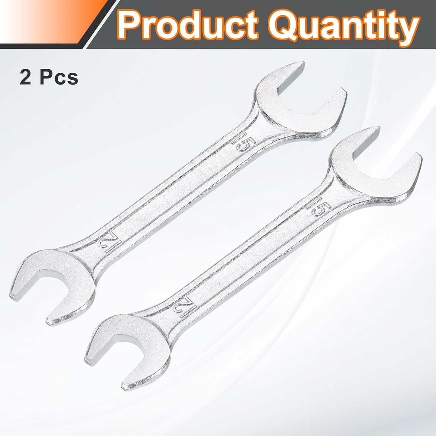 HARFINGTON 2pcs Double Open End Wrench 12mm x 15mm Metric 15 Degree Offset Angle Small Flat Head Wrench Galvanizing Open Ended Spanner for Automotive Repair Furniture Assembly