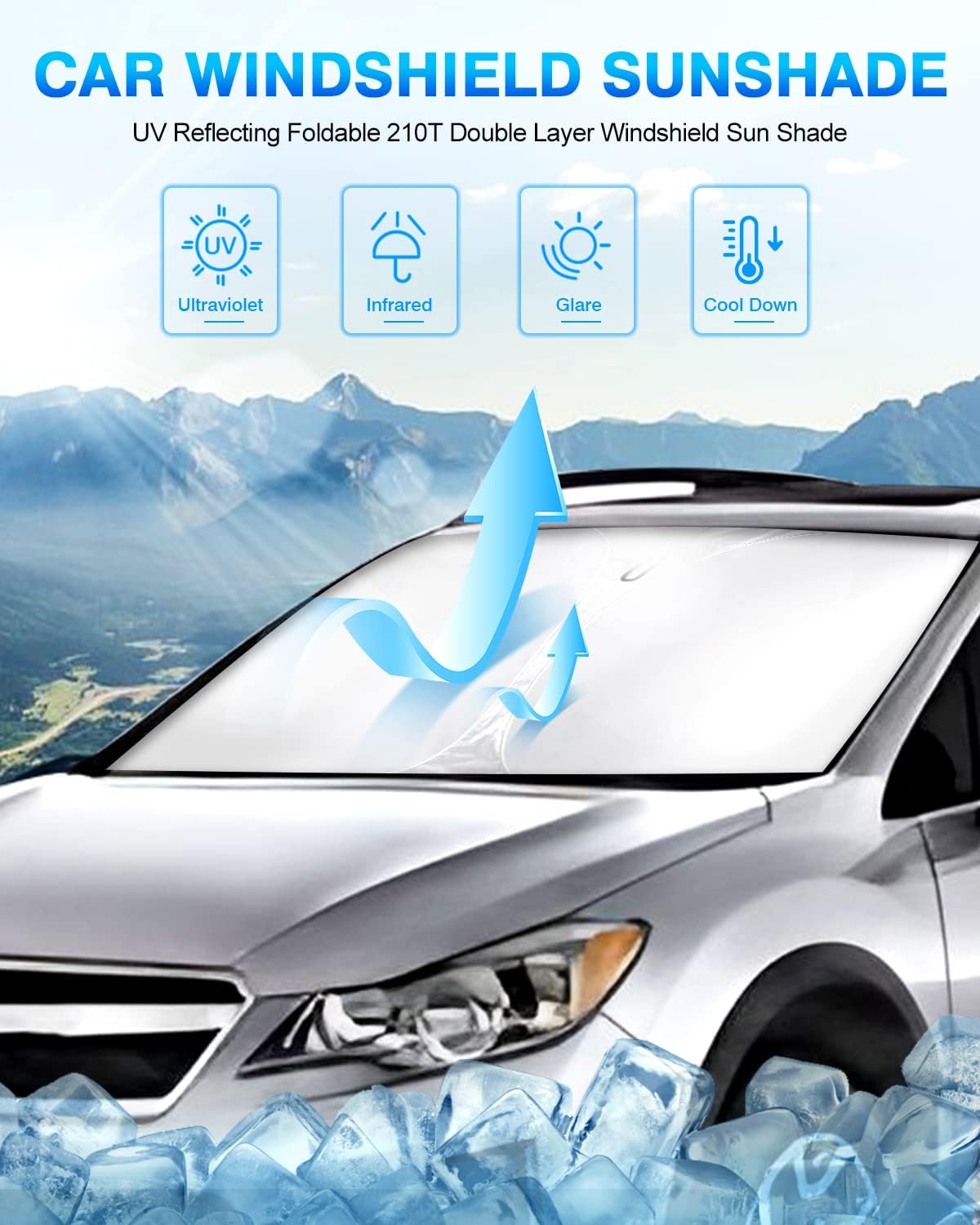 KUST Windshield Sun Shade for Subaru XV Crosstrek 2013–2017 Window Shade Sun Visor Cover Foldable Blocks UV Rays Keep Your Car Cooler