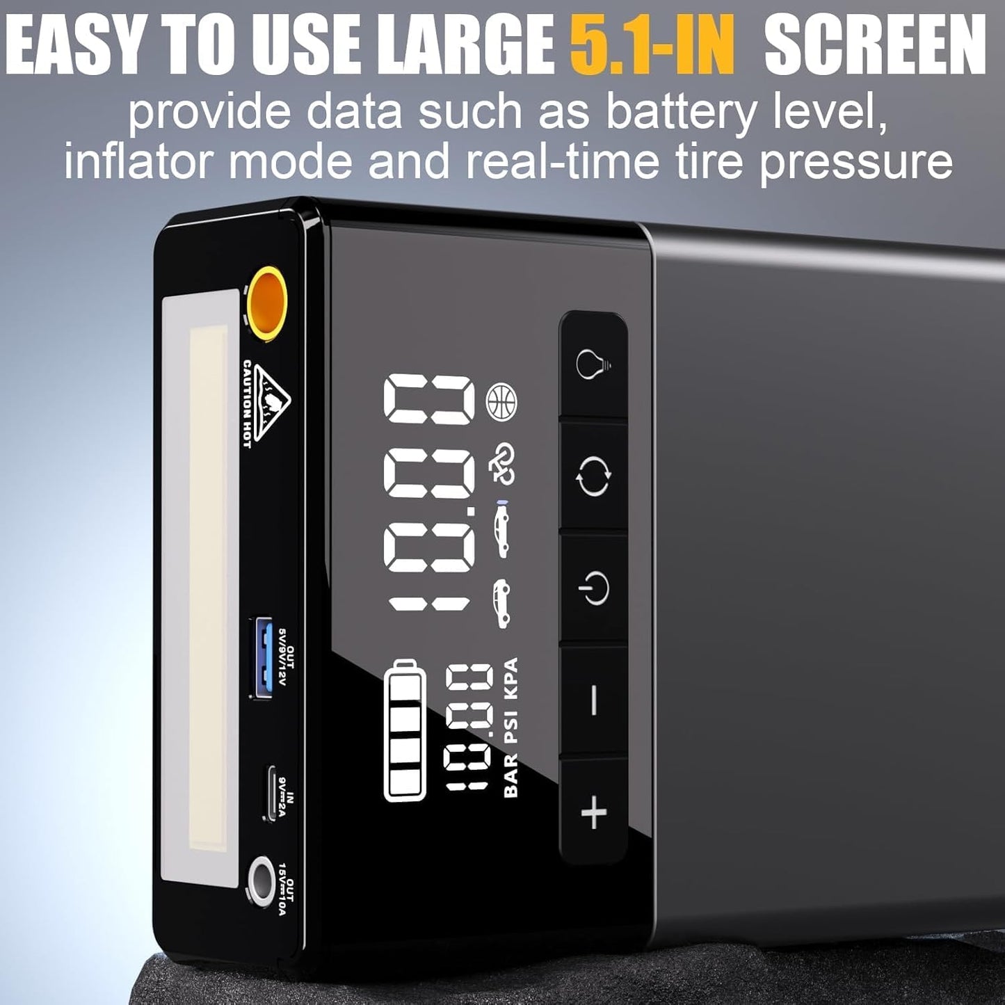 VTOMAN X5 Jump Starter with Air Compressor, 3500A Portable Car Battery Booster (Up to 9L Gas/8L Diesel Engines) with 160PSI Digital Tire Inflator, 12V Lithium Battery Jump box with Type-C Quick Charge