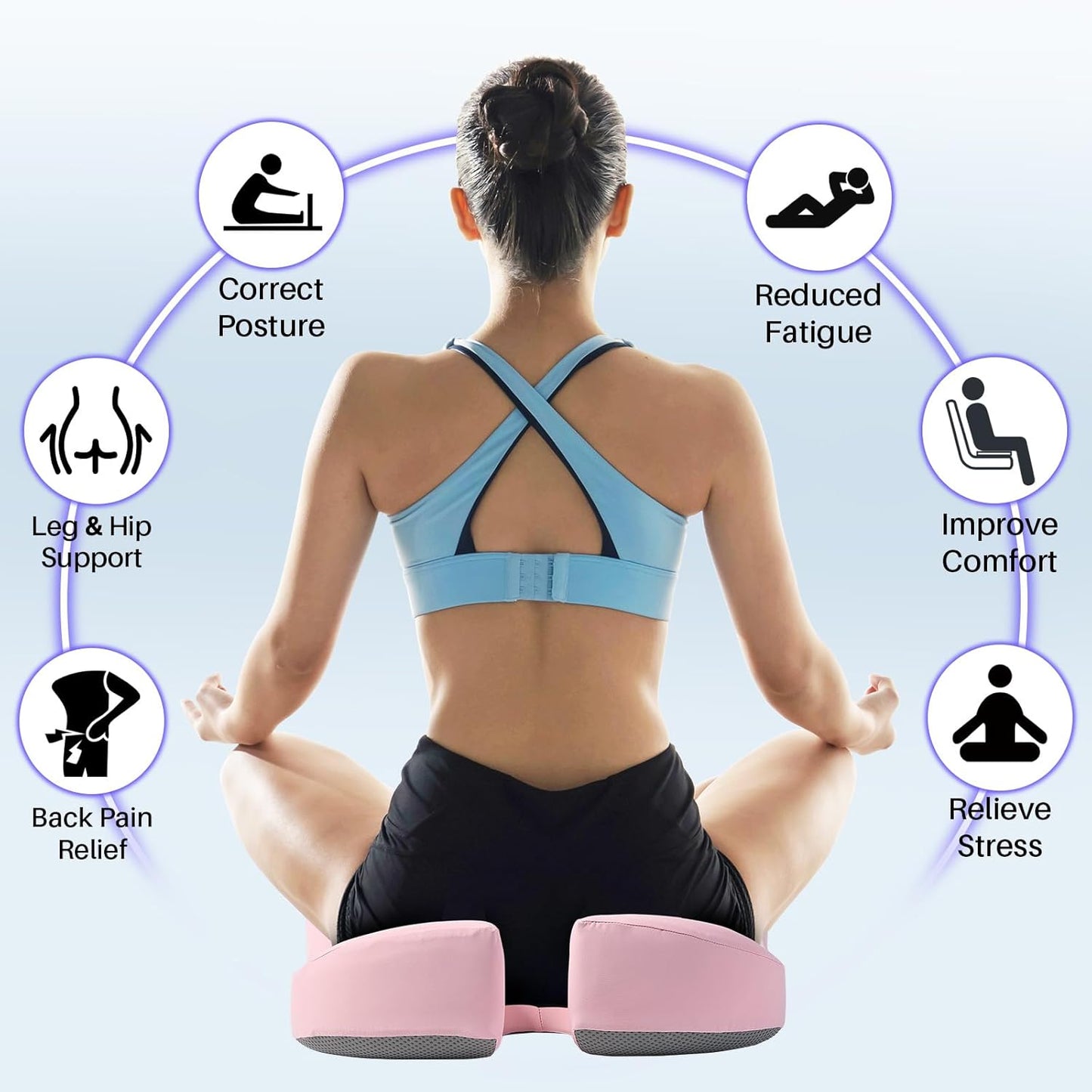 Seat Cushion for Office Chair, Large Thick Seat Cushion for Tailbone Pain Relief, Sciatica & Back Support, Memory Foam Office Chair Cushion for Long Sitting, Coccyx Cushion for Car, Wheelchair (Pink)