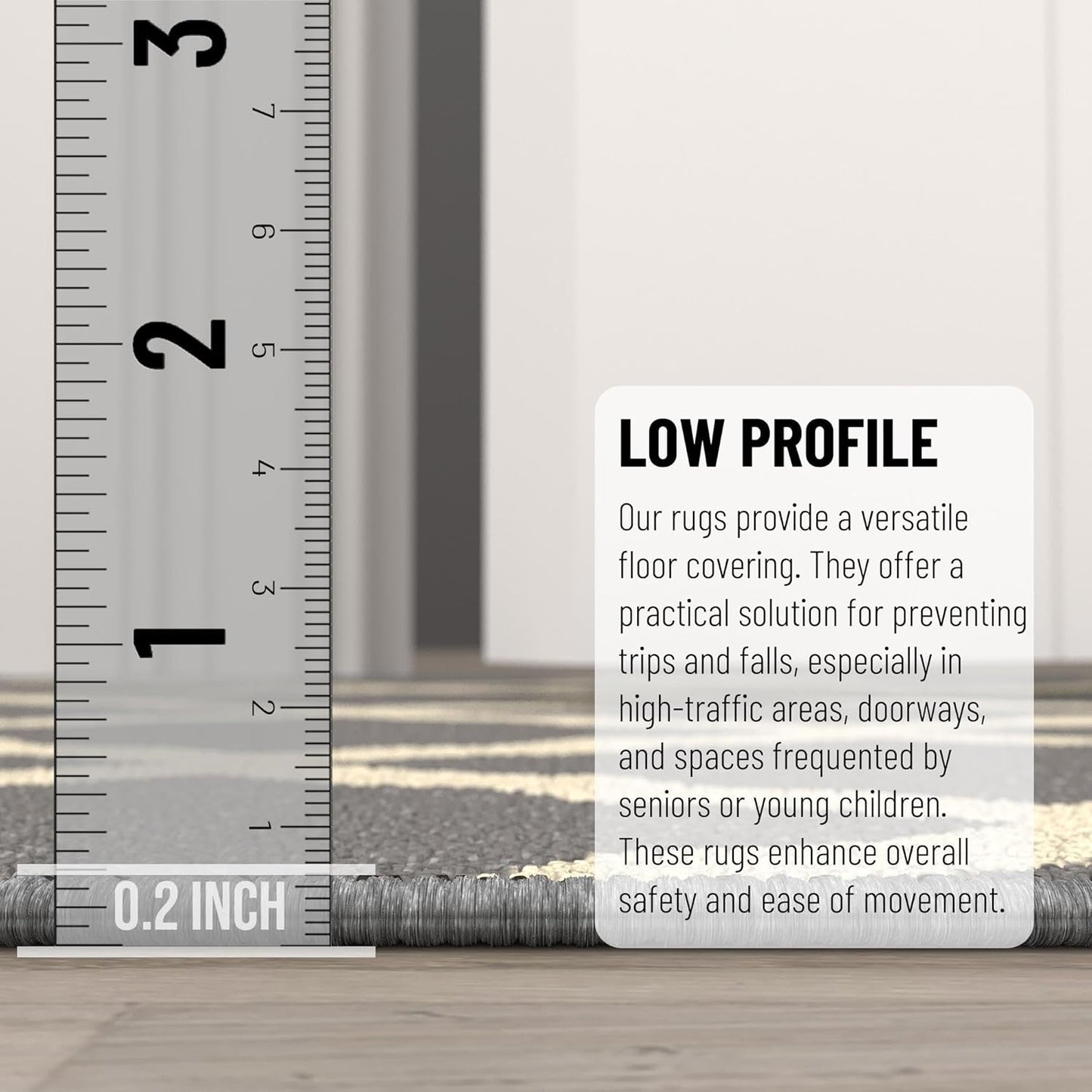 Ottomanson Hallway Runner Rug 2'2" x 6' Non Slip Trellis Area Rugs Easy to Clean Laundry Rug Runner Durable & Pet Friendly Floor Carpet Runners for Hallways Entryway Living Room Kitchen, Gray