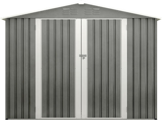 Outdoor Storage Shed,8X6 FT Metal Garden Shed with Lockable Doors & Slooping Roof,Updated Reinforced Door,Tool/Bike Sheds for Backyard, Patio, Poolside,Garage
