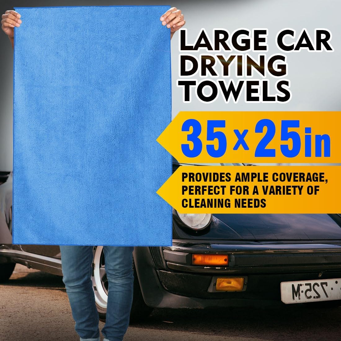 HOMEXCEL Car Drying Towels, 2 Pack Professional Microfiber Towels for Cars, Scratch-Free, Highly Absorbent Drying Towel for Cars, SUVs, RVs, Trucks, and Boats, 31 x 24 inch, Blue