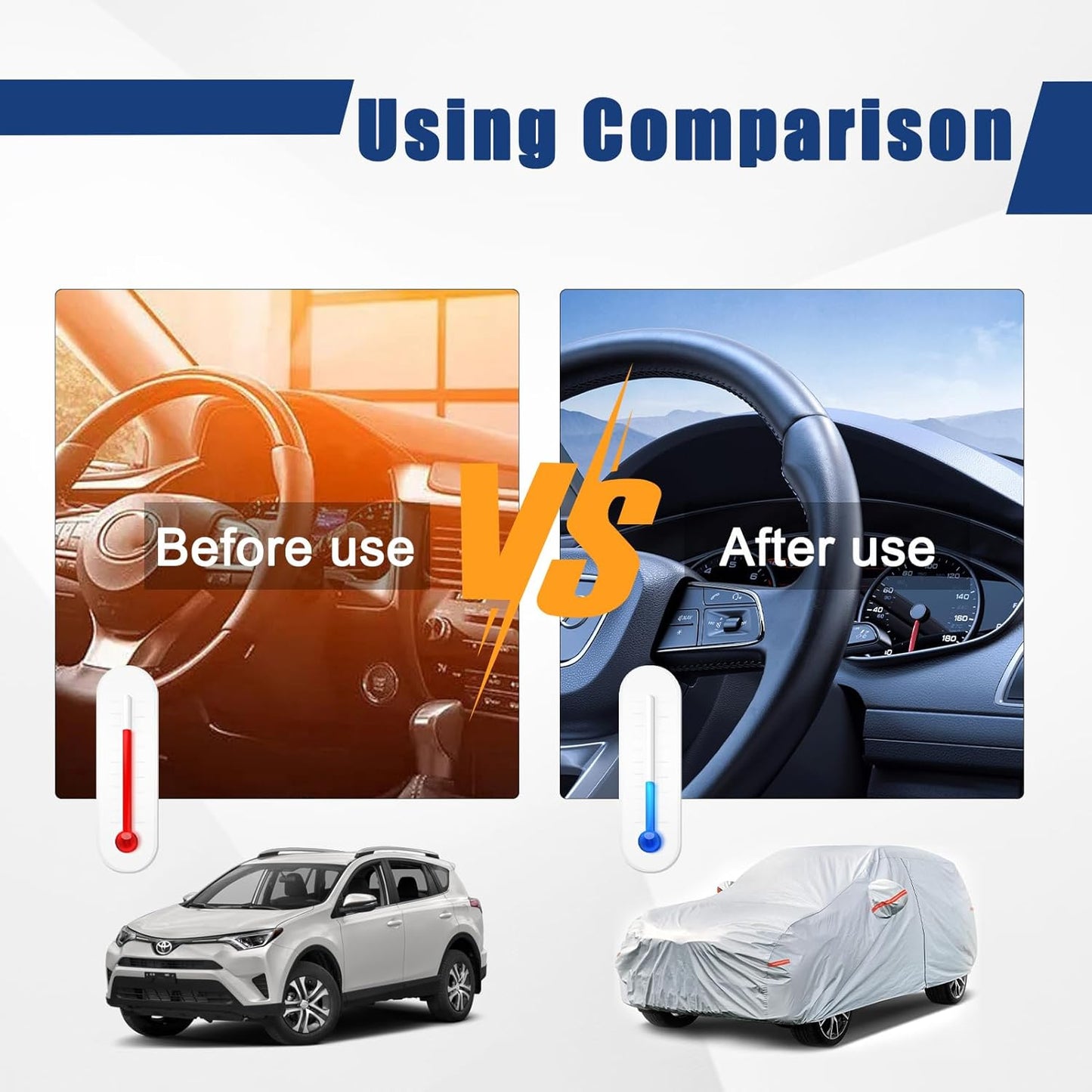 Kayme 6 Layers SUV Car Cover Custom Fit for Toyota RAV4 (2006-2025), Waterproof All Weather for Automobiles,Rain Sun UV Protection.Silver