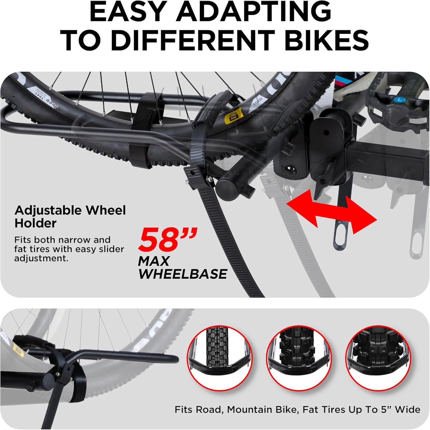 Young Hitch Mounted 2-Bike Rack with Two Posts for Standard, Mountain, Fat Tire Bikes, fit Car, SUV, Van, RV, Trailer, 200 lbs. Capacity