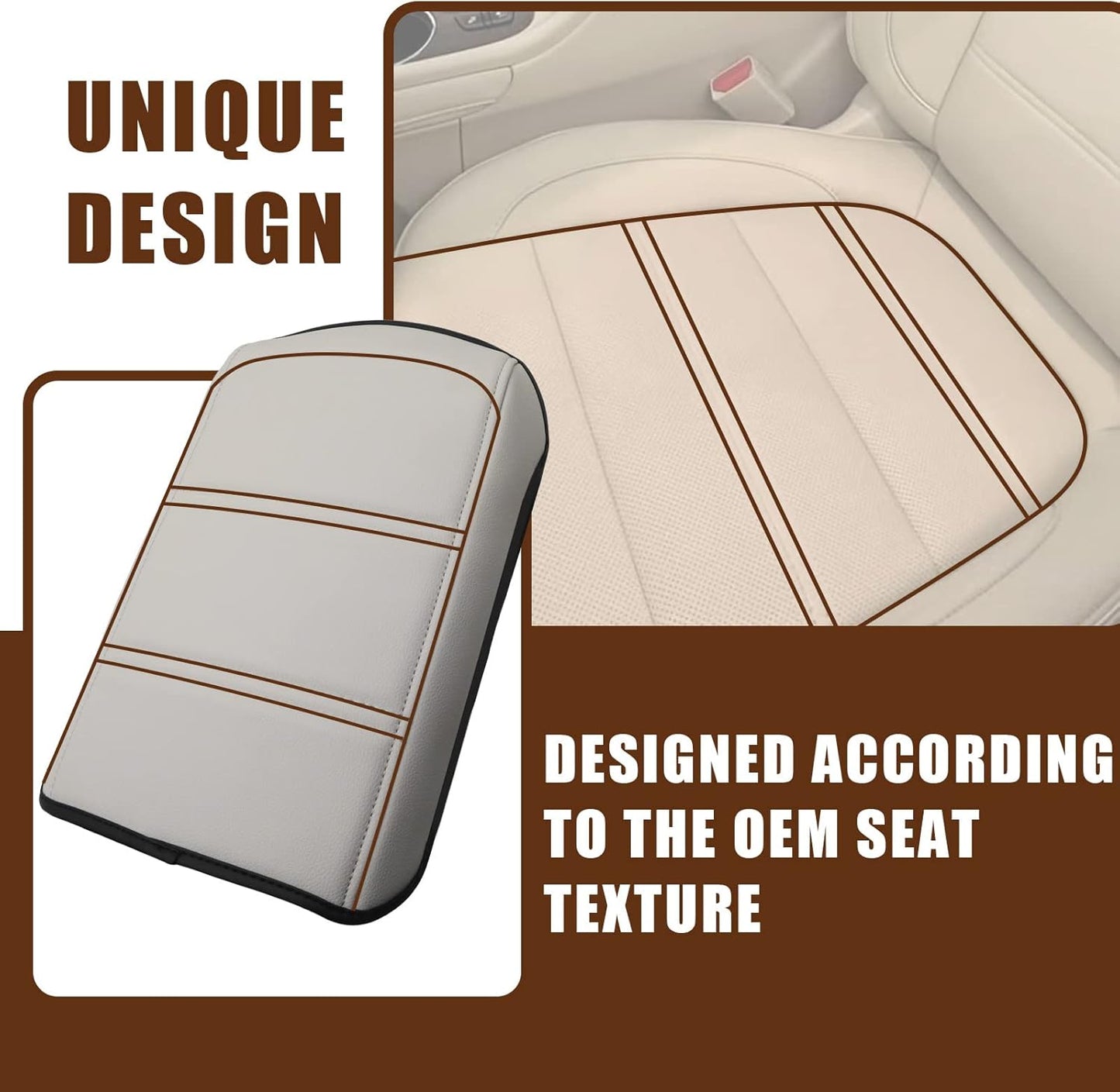 Muslogy for Acadia 2017-2023 Center Console Pad Armrest Seat Box Cover Vegan Leather Cushion Pad Interior Accessories Armrest Lid Protector Extra Soft Compatible with GMC Acadia 2023 2022-2017 (White)