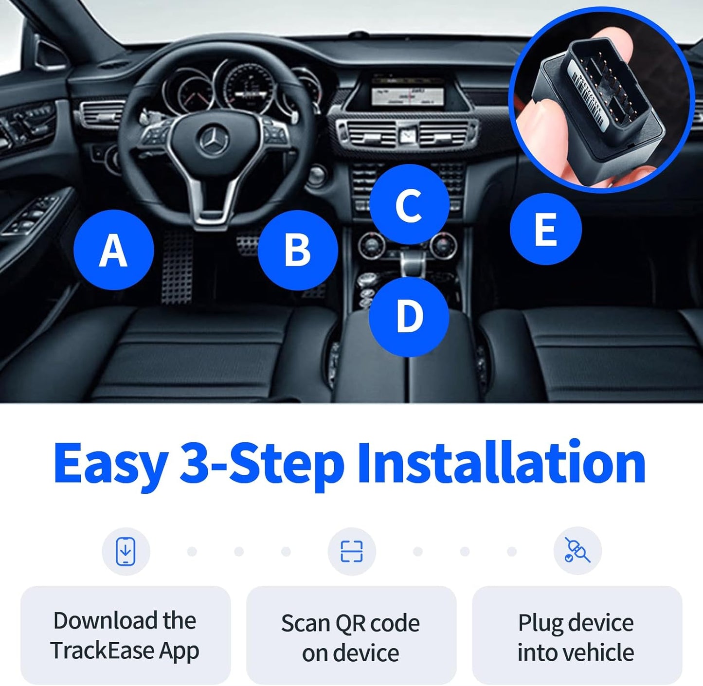 GPS Tracker for Vehicles No Monthly Fee, No Subscription, Real-Time Tracking, 4G SIM and Data Included, Trip History, GeoFence, Speeding Alerts, OBD