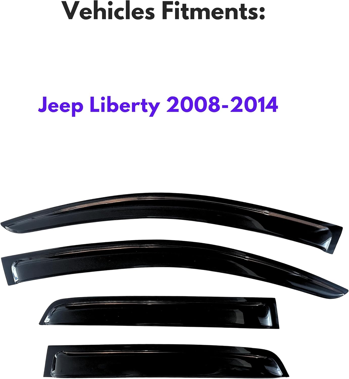 KPY Window Visor Compatible with Jeep Liberty 2008-2014, Rain Guard Window Vent Deflectors Tape-On Style, 2008 2009 2010 2011 2012 2013 2014