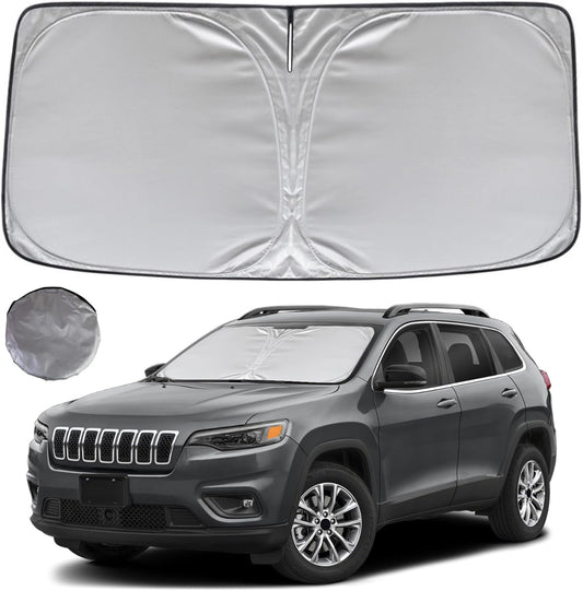 KAYZT Windshield Sun Shade for 2014-2023 Jeep Cherokee (Not for Jeep Grand Cherokee) SUV Foldable Sunshade Front Window Custom Fit Car Accessories