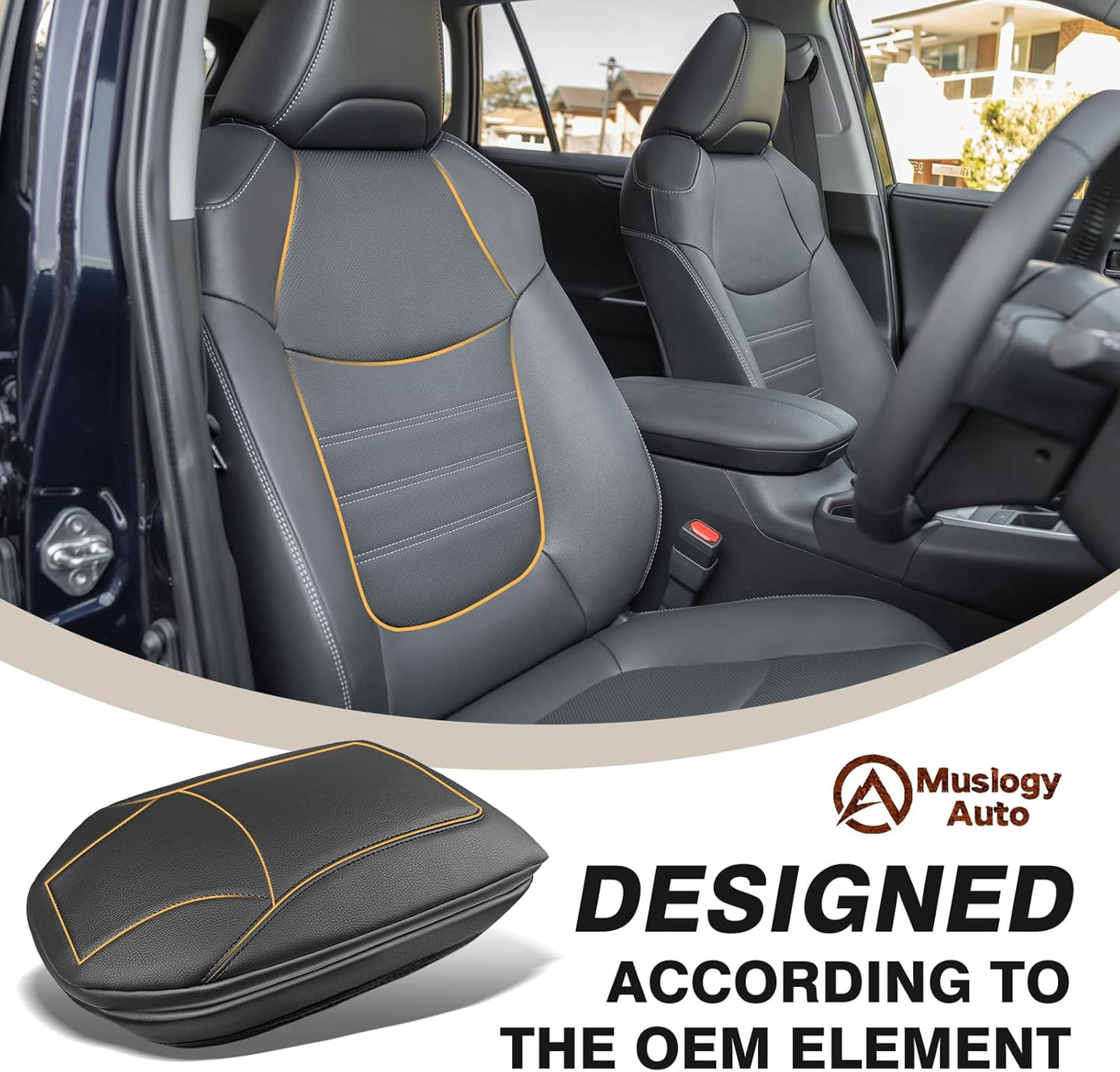 Muslogy Center Console Armrest Cover Compatible with Toyota RAV4 2019-2025 Comfort Armrest Pad Arm Rest Cushion Vegan Leather Protector 1-Inch Extra Thick