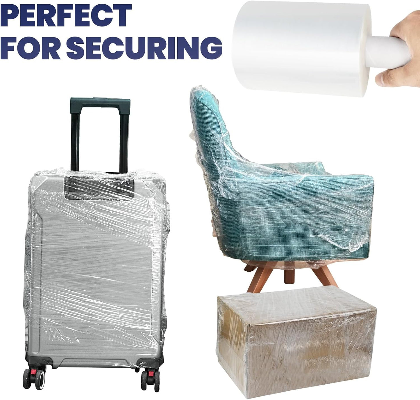 ADHES Mini Hand Stretch Wrap Film, 5 Inch x 1000 Feet 80 Gauge Industrial Strength Stretch Film, Shrink Wrap Roll for Packing, Pallet, Furniture Wrapping Moving & Protection