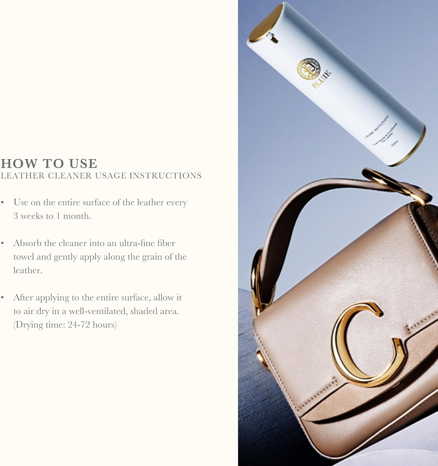 All-in-One Leather Cleaner and Conditioner for Luxury Handbags Sofas Wallets High-End Care for Fine Leather Cream Lotion Type Made in Korea