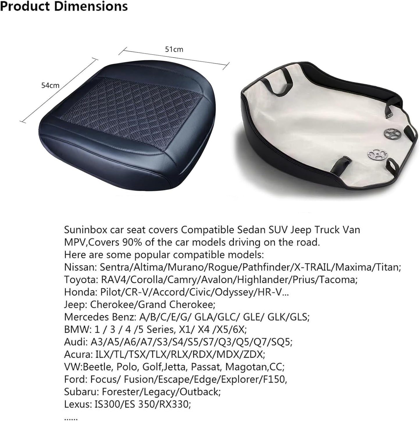 Car Seat Covers,2 Pack Leather Bottom Car Seat Cover Universal Front Seats Only,Ice Silk Auto Seat Cushion Protector Pad Mat Wrap Around The Bottom Black