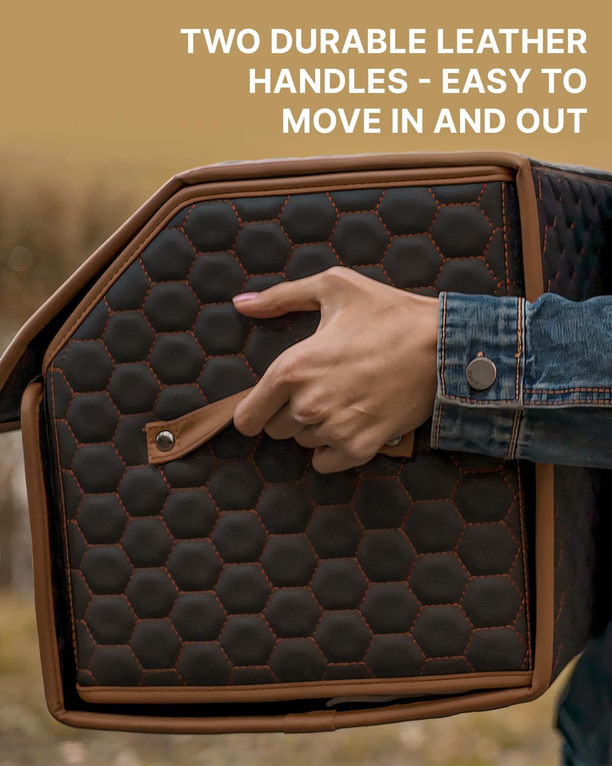 Foldable Trunk Organizer for Car Storage - Collapsible Auto Trunk Organizer With Lid - Trunk Organization (21.6 inch, Hexy)