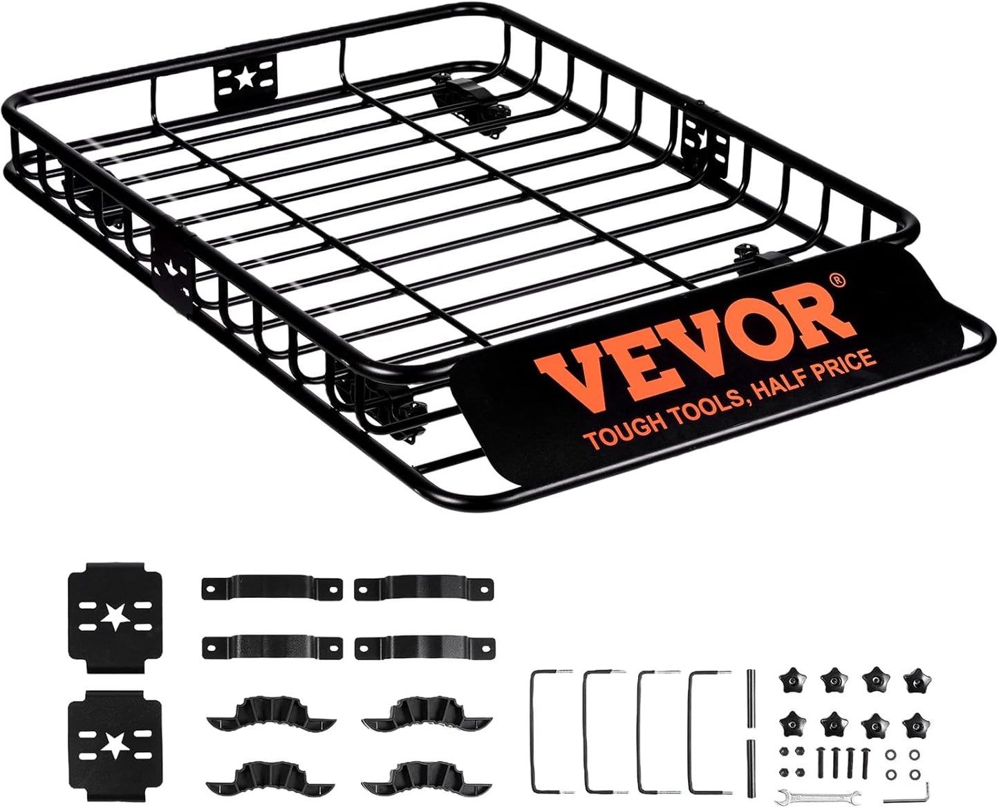 VEVOR Roof Rack Cargo Basket, 46" x 36" x 4.5" Rooftop Cargo Carrier, Heavy-Duty 200 LBS Capacity Universal Roof Rack Basket, Luggage Holder for SUV, Truck, Vehicle